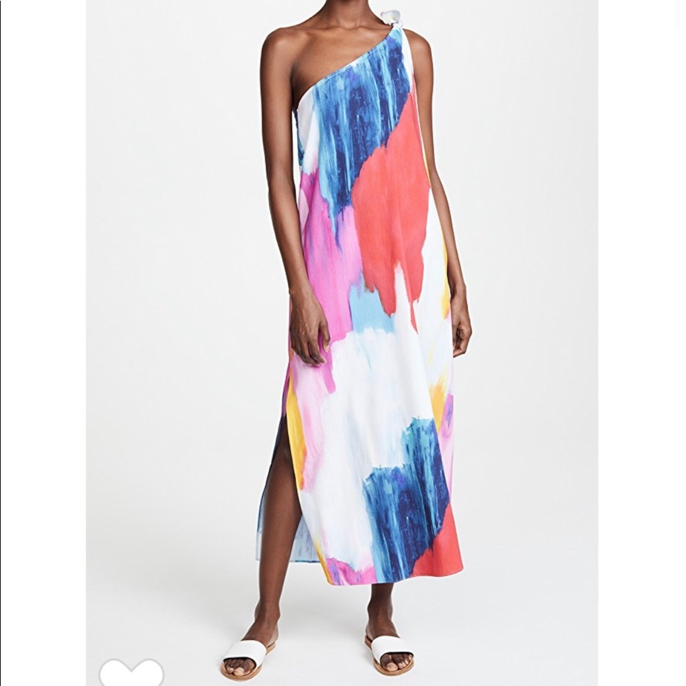 Mara Hoffman Vestige Clara Dress bright colorful one shoulder popcorn sloan